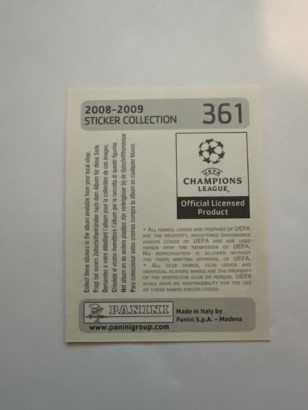 Panini UEFA Champions League 2008/09 - Nr. 361 - Bild 2