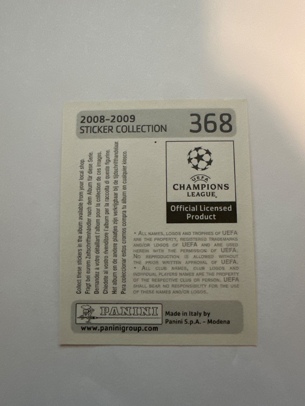 Panini UEFA Champions League 2008/09 - Nr. 368 - Bild 2
