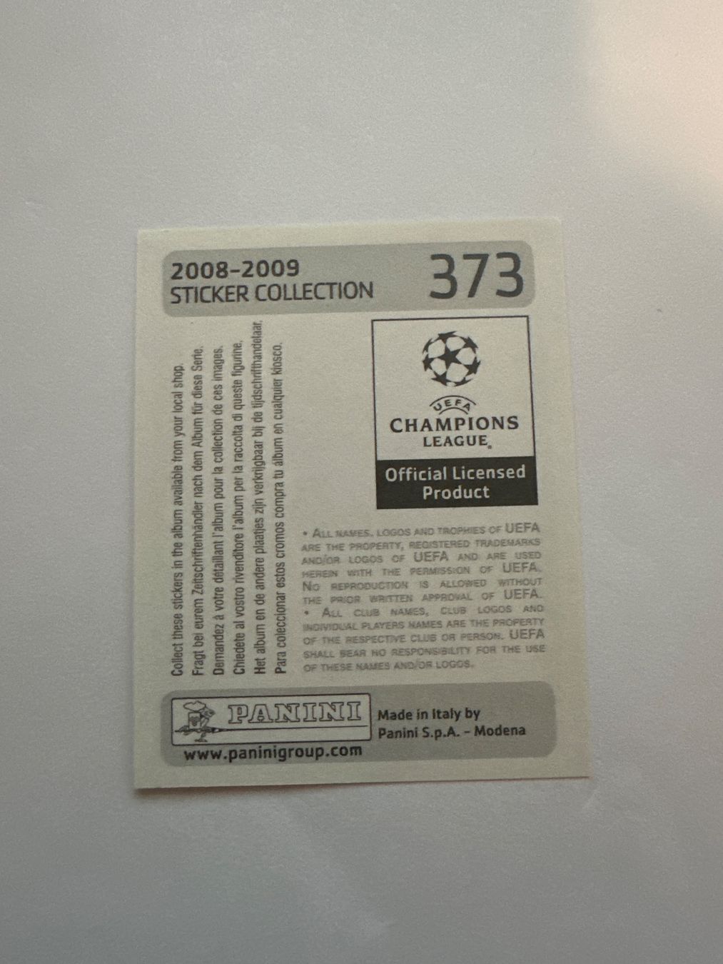 Panini UEFA Champions League 2008/09 - Nr. 373 - Bild 2