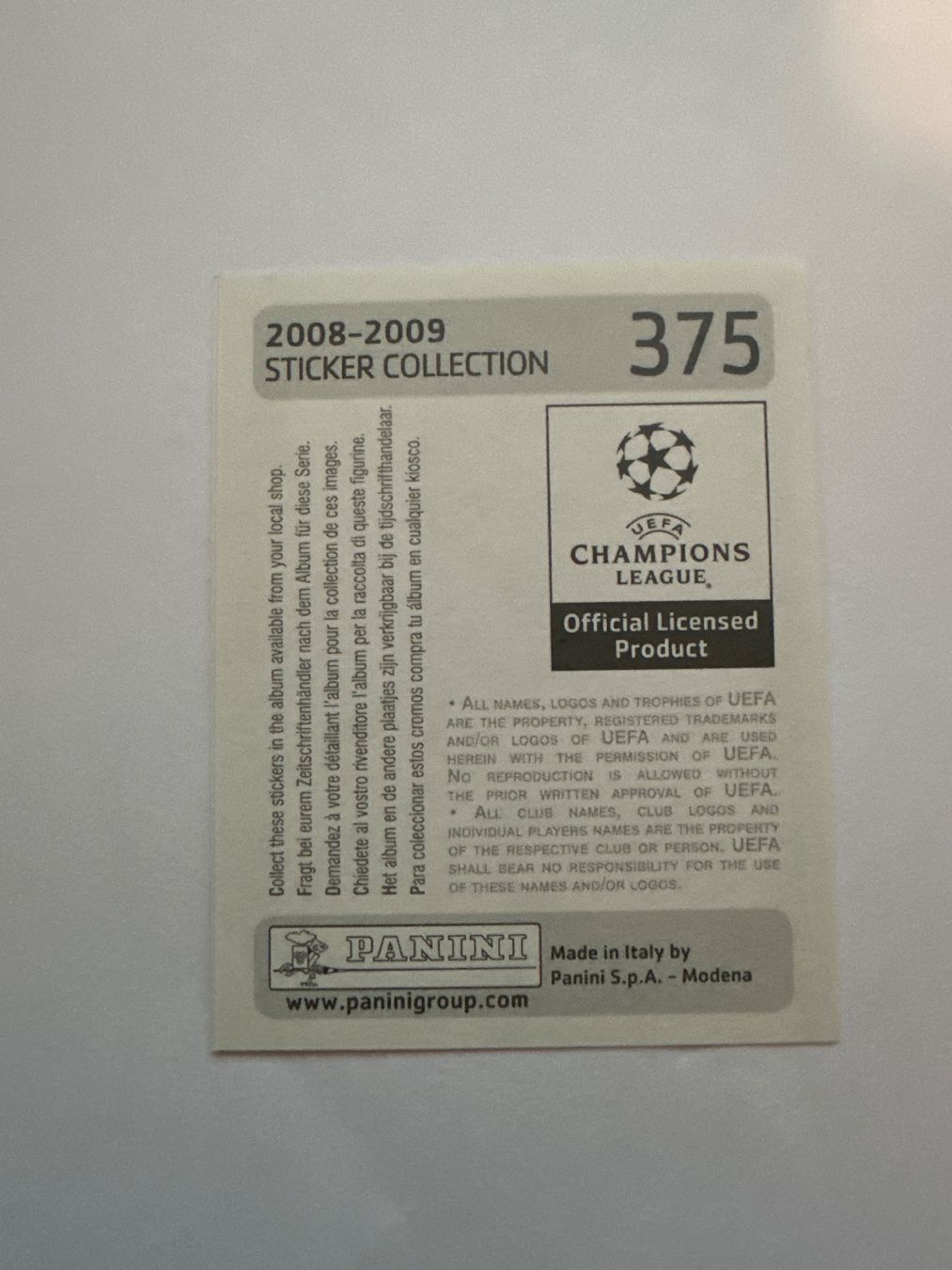 Panini UEFA Champions League 2008/09 - Nr. 375 - Bild 2