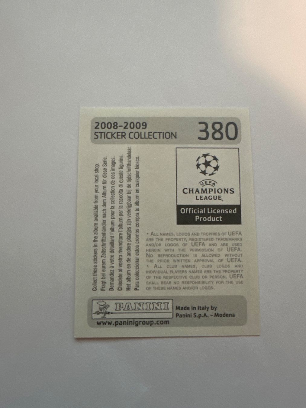 Panini UEFA Champions League 2008/09 - Nr. 380 - Bild 2