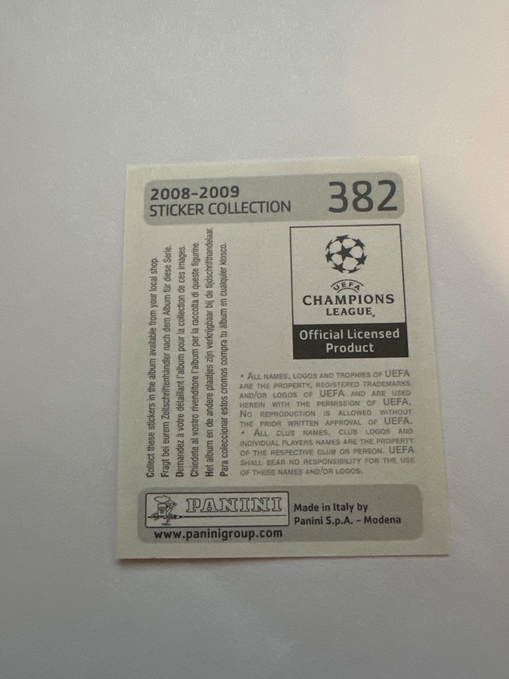 Panini UEFA Champions League 2008/09 - Nr. 382 - Bild 2