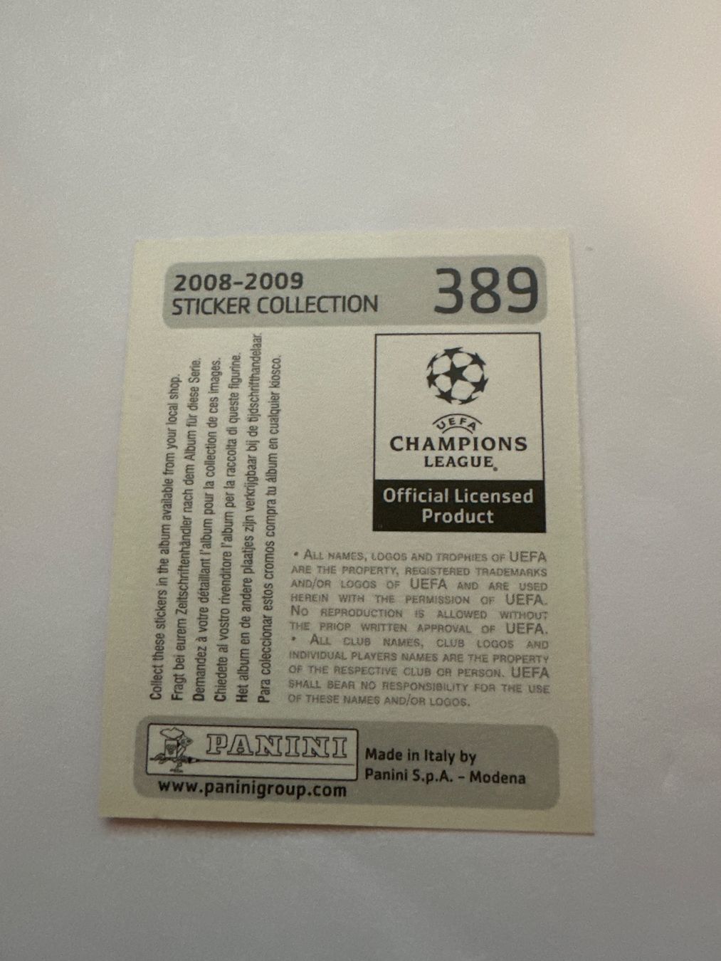 Panini UEFA Champions League 2008/09 - Nr. 389 - Bild 2