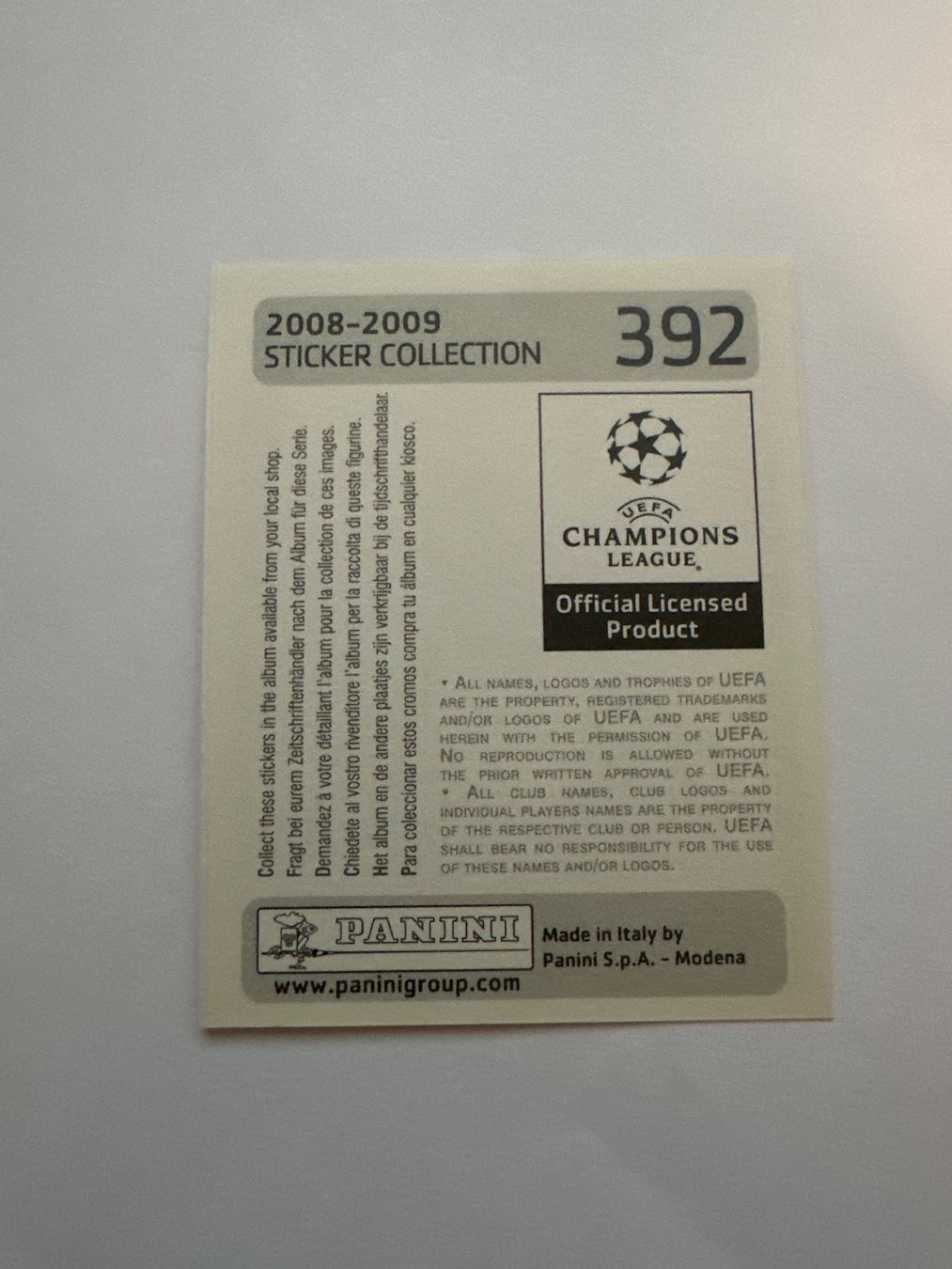 Panini UEFA Champions League 2008/09 - Nr. 392 - Bild 2