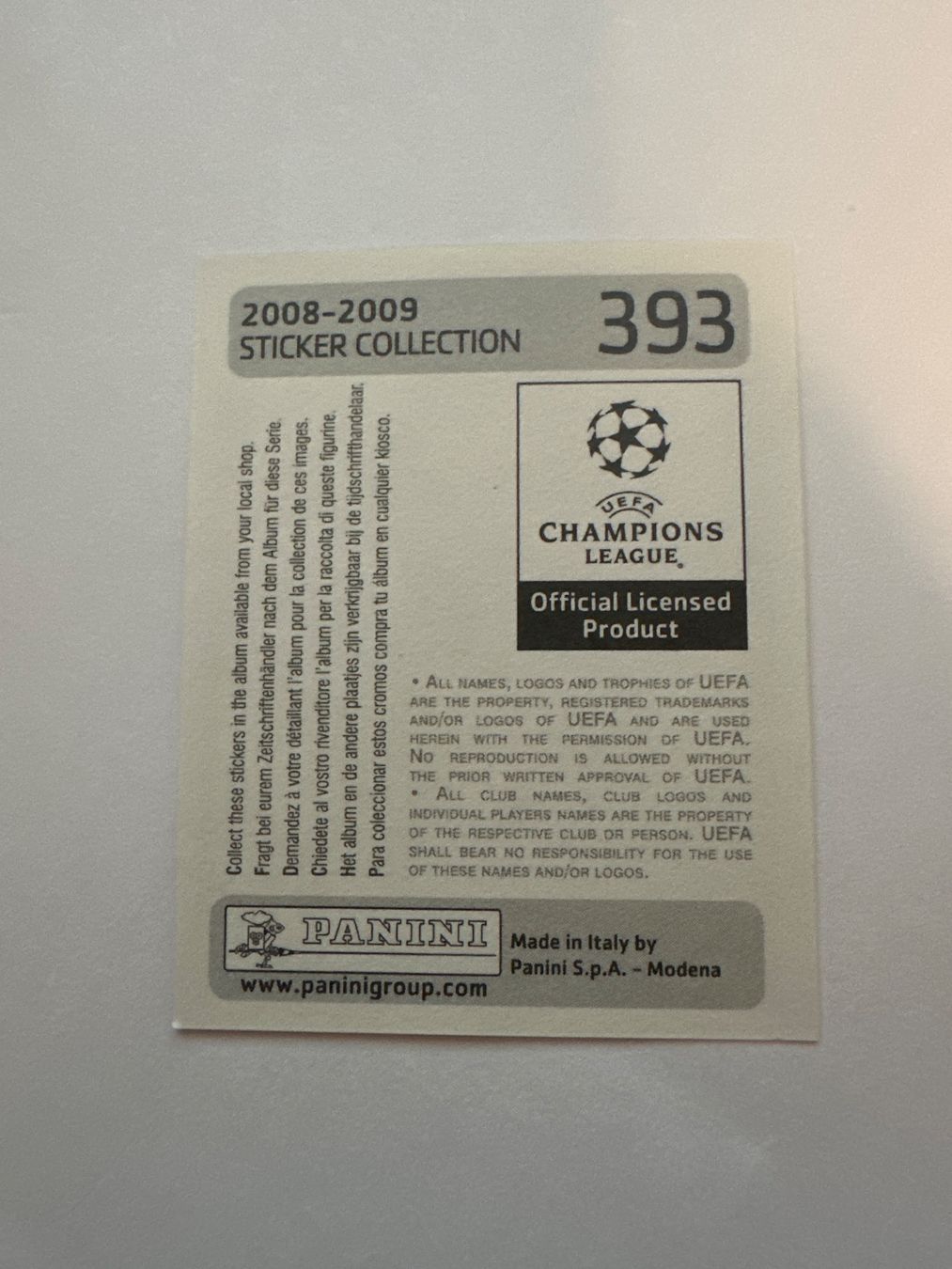 Panini UEFA Champions League 2008/09 - Nr. 393 - Bild 2
