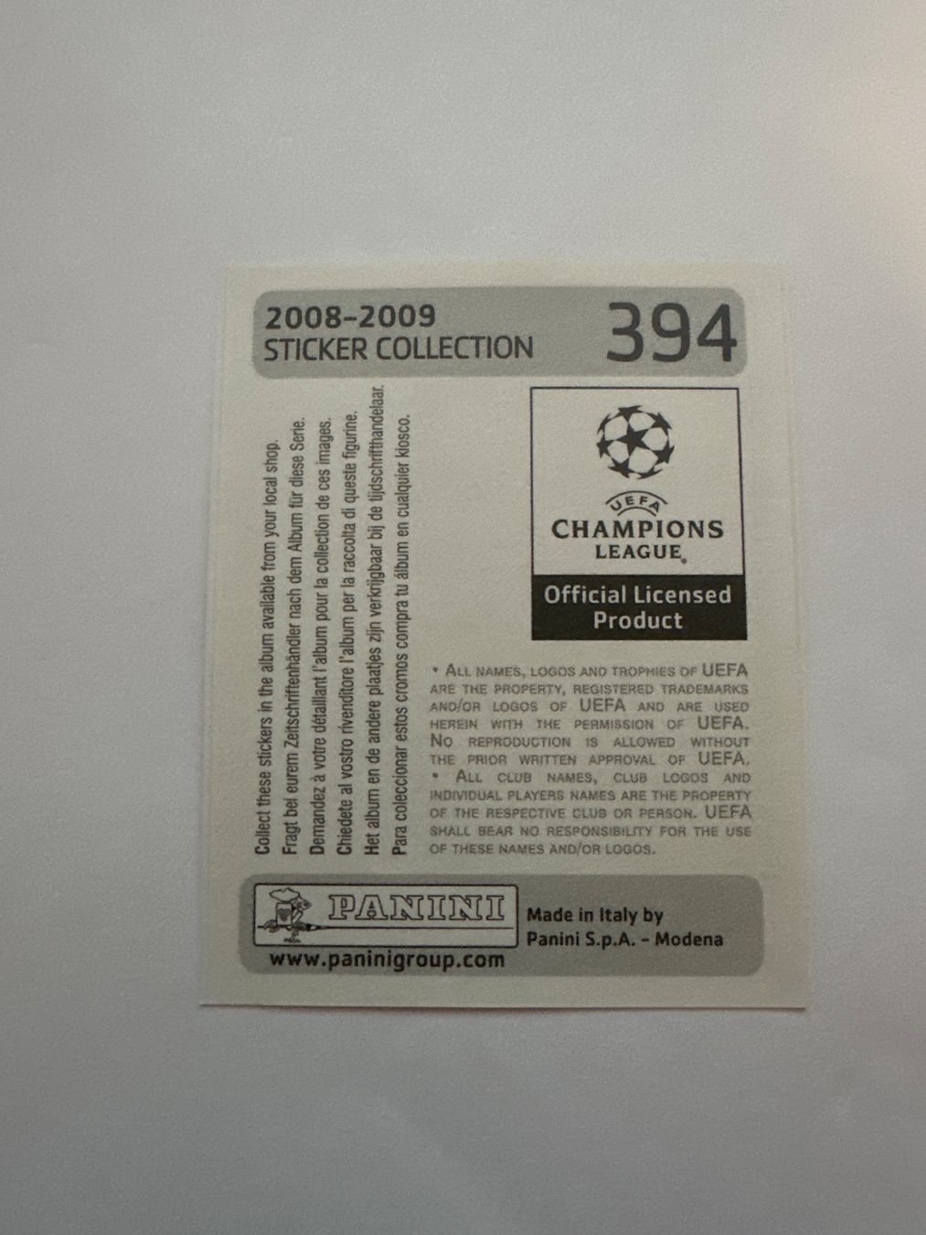 Panini UEFA Champions League 2008/09 - Nr. 394 - Bild 2