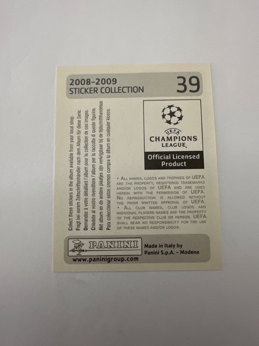 Panini UEFA Champions League 2008/09 - Nr. 39 - Bild 2