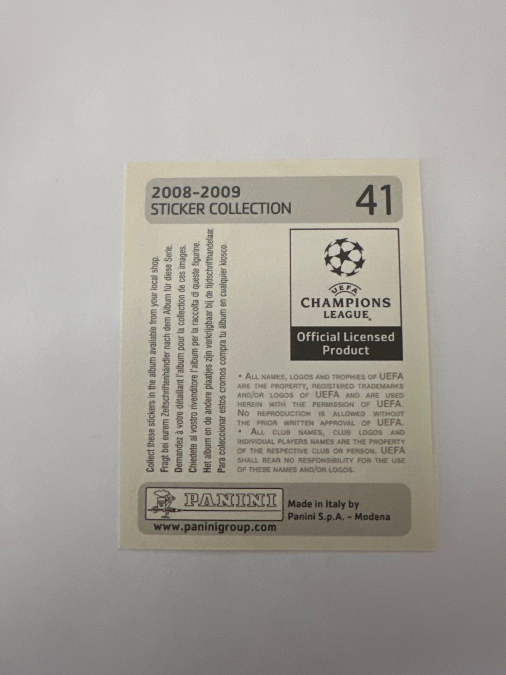Panini UEFA Champions League 2008/09 - Nr. 41 - Bild 2