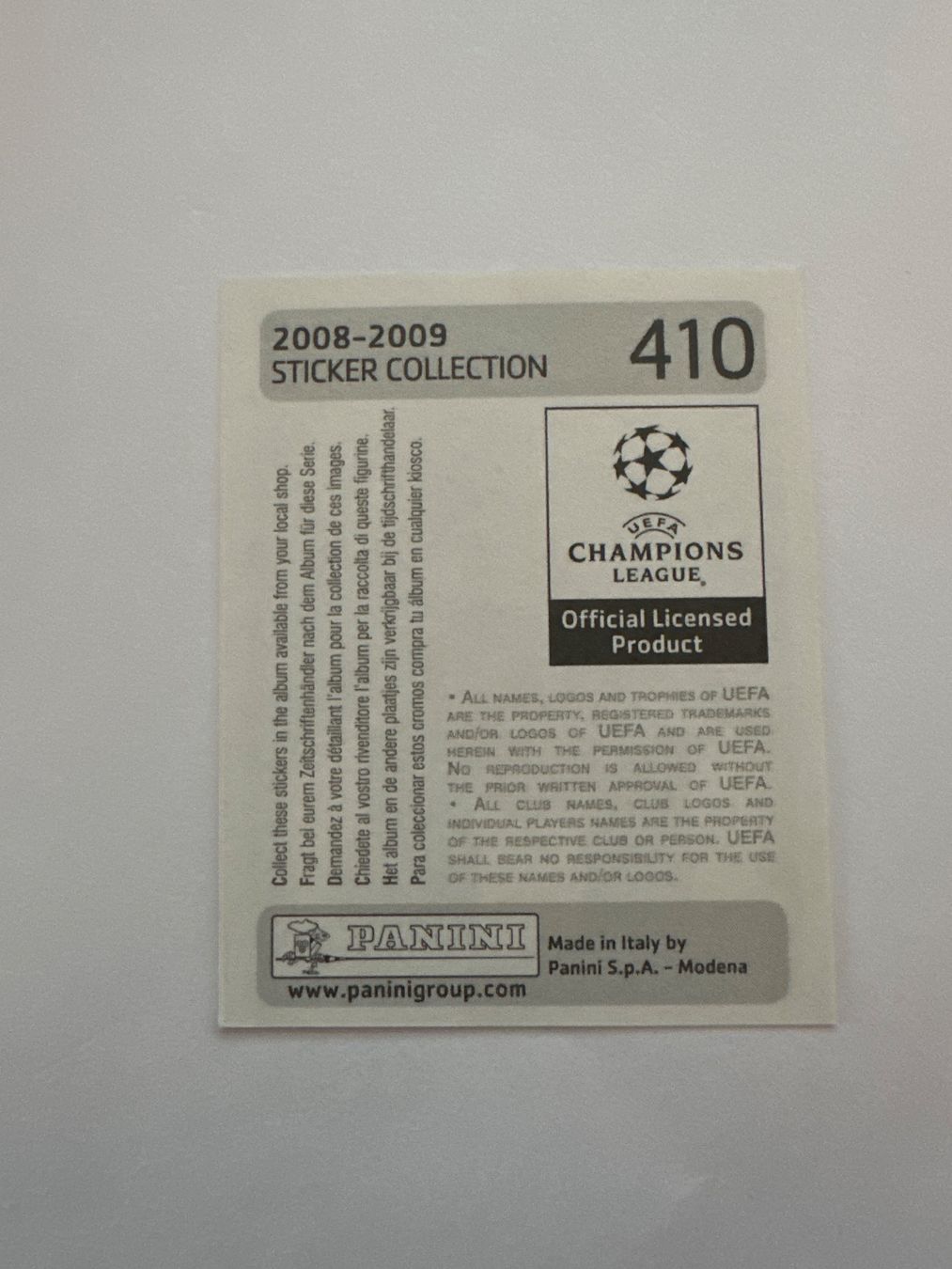 Panini UEFA Champions League 2008/09 - Nr. 410 - Bild 2