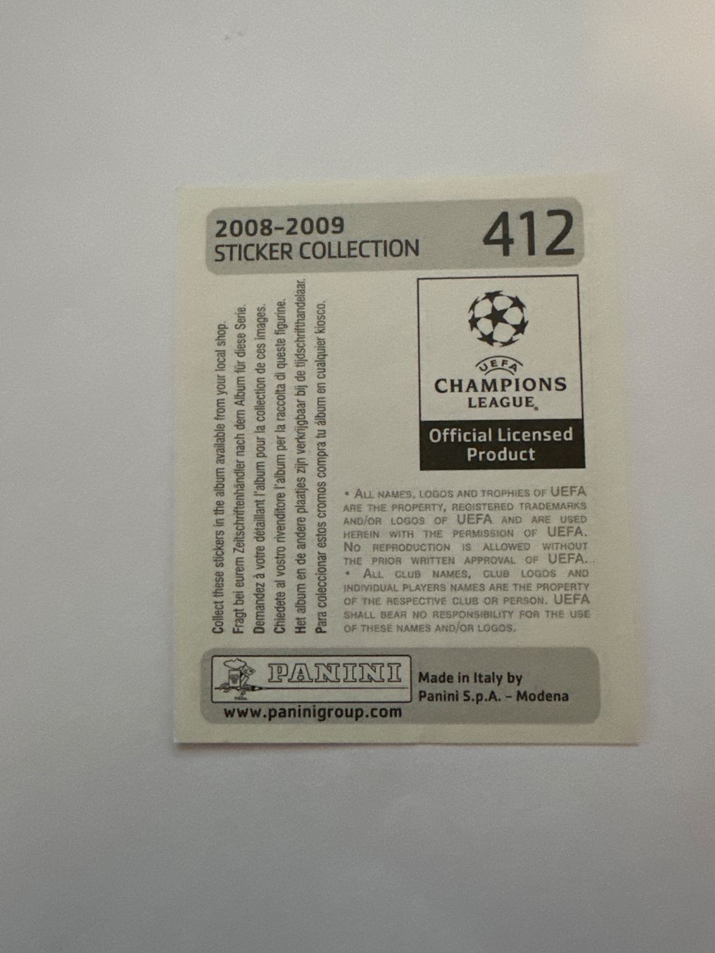Panini UEFA Champions League 2008/09 - Nr. 412 - Bild 2