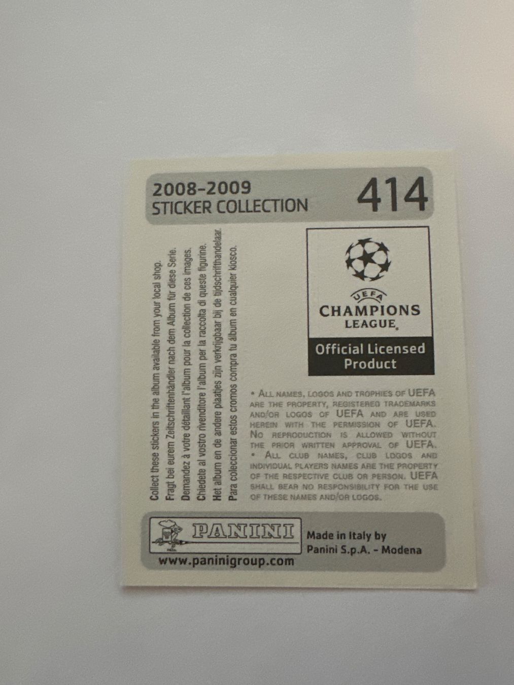 Panini UEFA Champions League 2008/09 - Nr. 414 - Bild 2