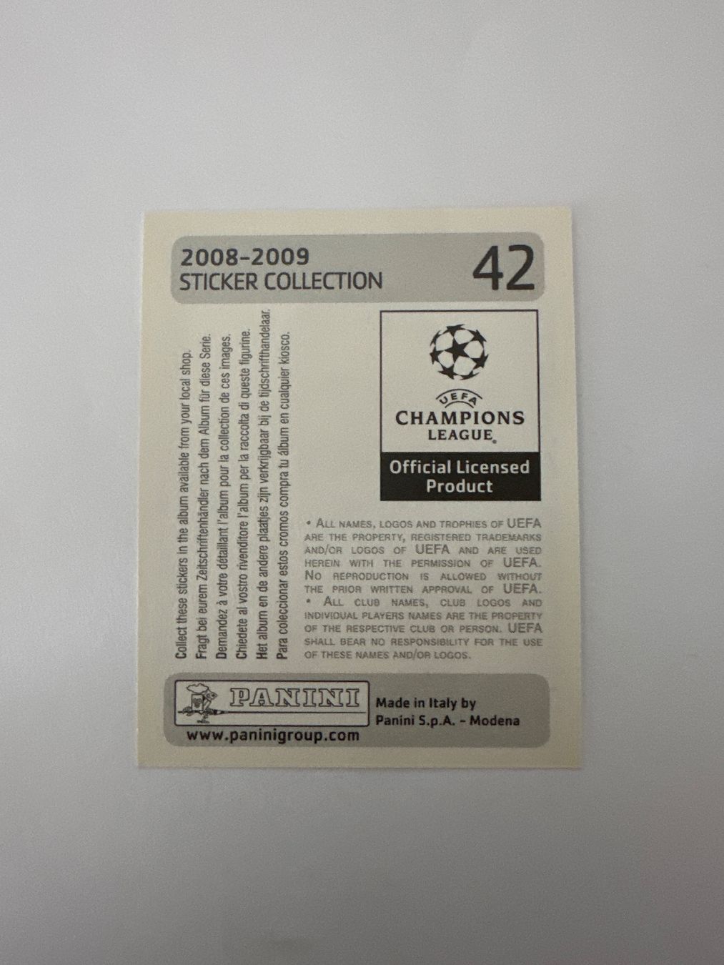 Panini UEFA Champions League 2008/09 - Nr. 42 - Bild 2