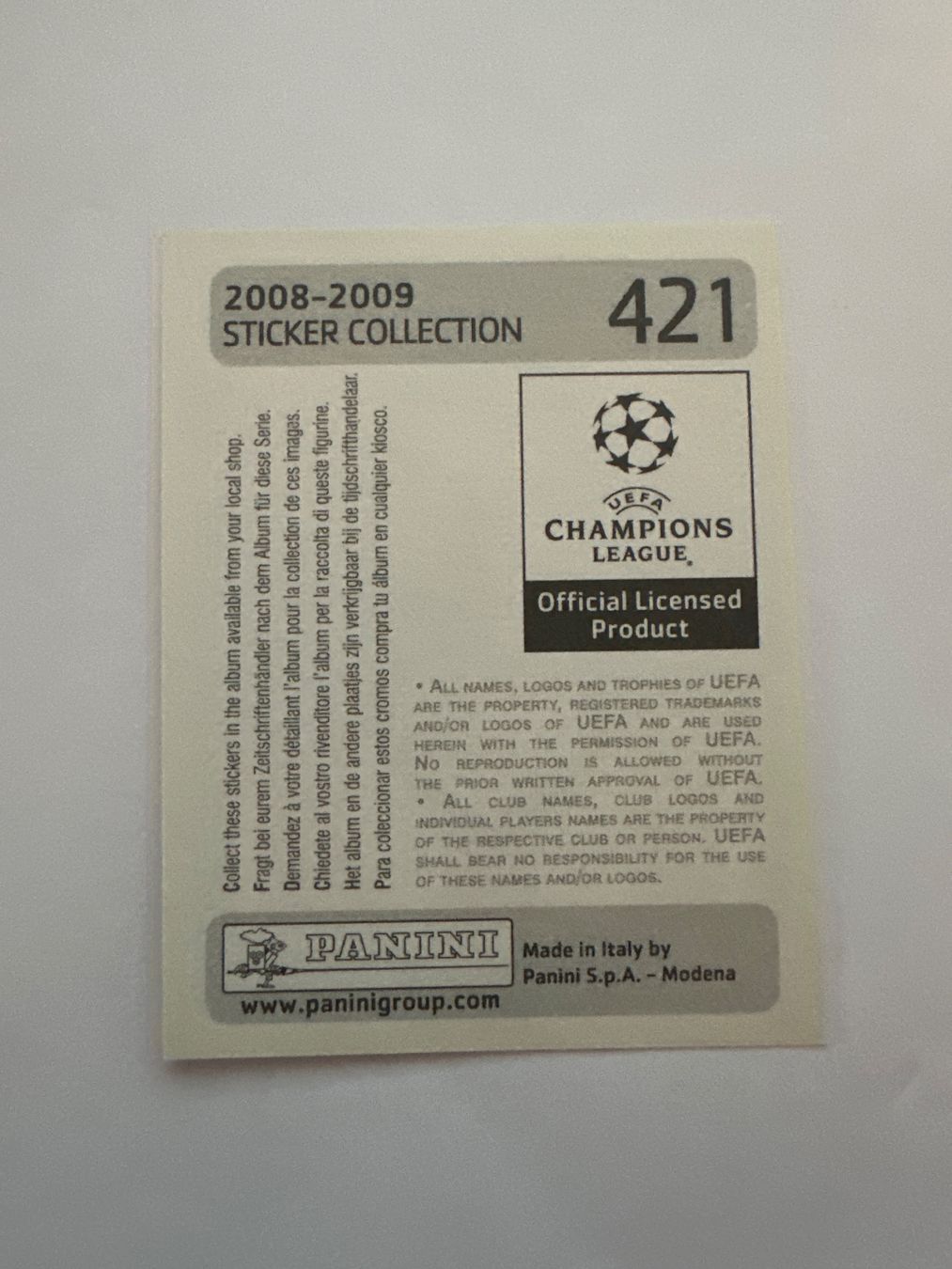 Panini UEFA Champions League 2008/09 - Nr. 421 - Bild 2