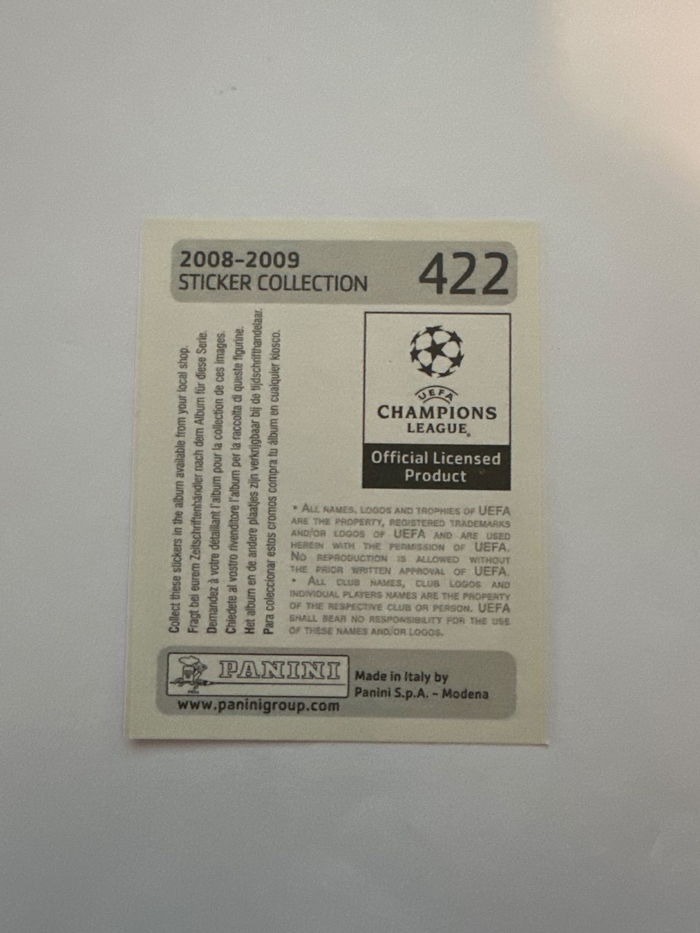 Panini UEFA Champions League 2008/09 - Nr. 422 - Bild 2