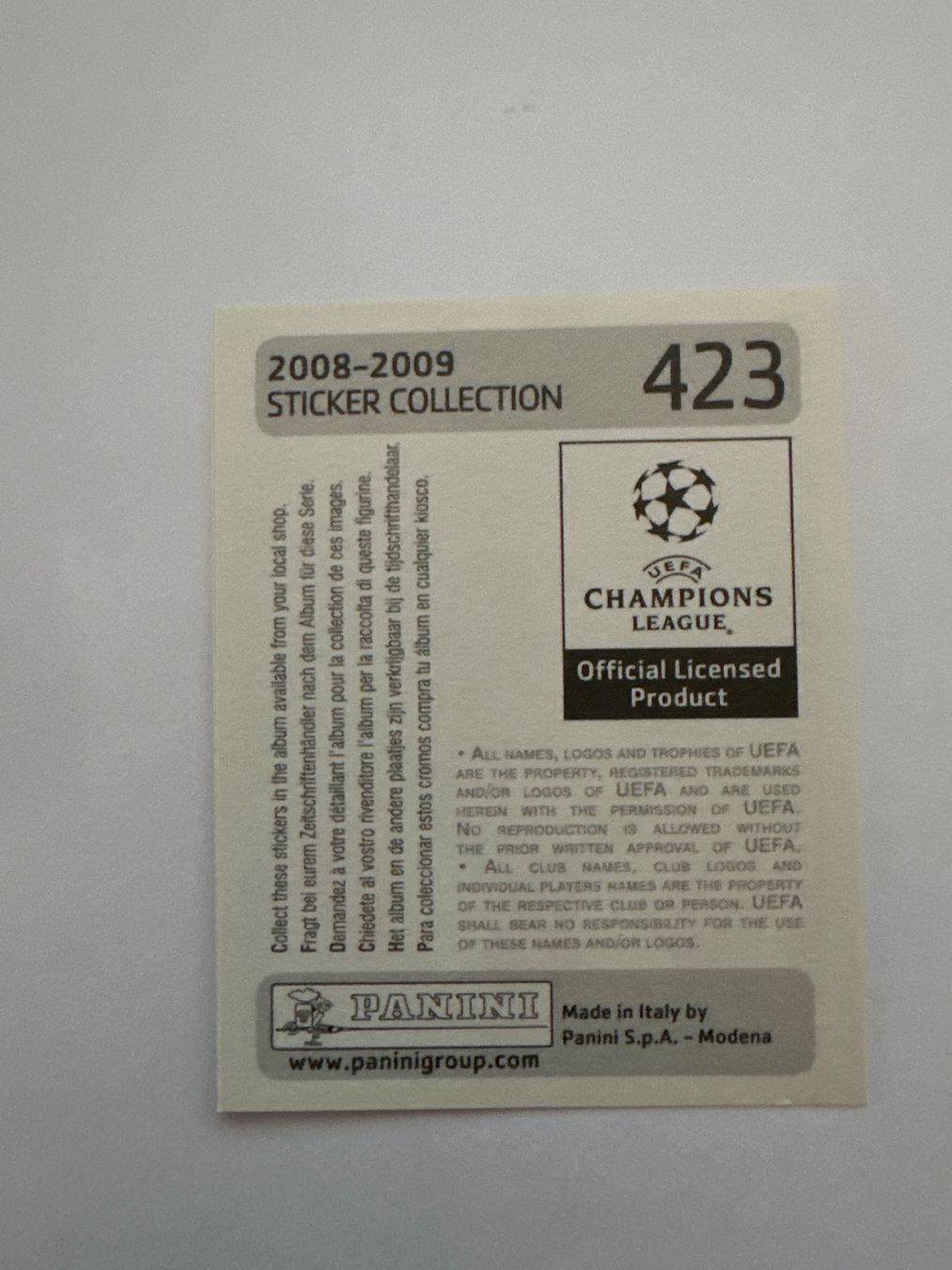 Panini UEFA Champions League 2008/09 - Nr. 423 - Bild 2