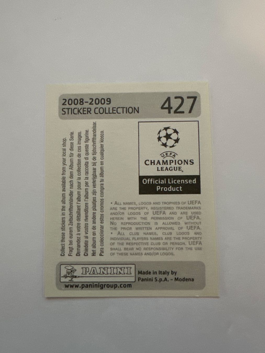 Panini UEFA Champions League 2008/09 - Nr. 427 - Bild 2