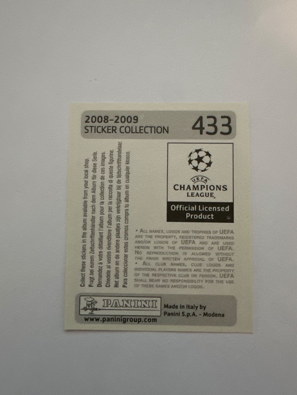 Panini UEFA Champions League 2008/09 - Nr. 433 - Bild 2
