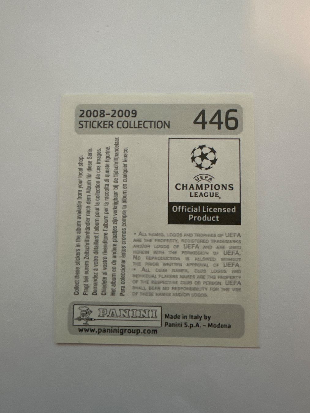 Panini UEFA Champions League 2008/09 - Nr. 446 - Bild 2