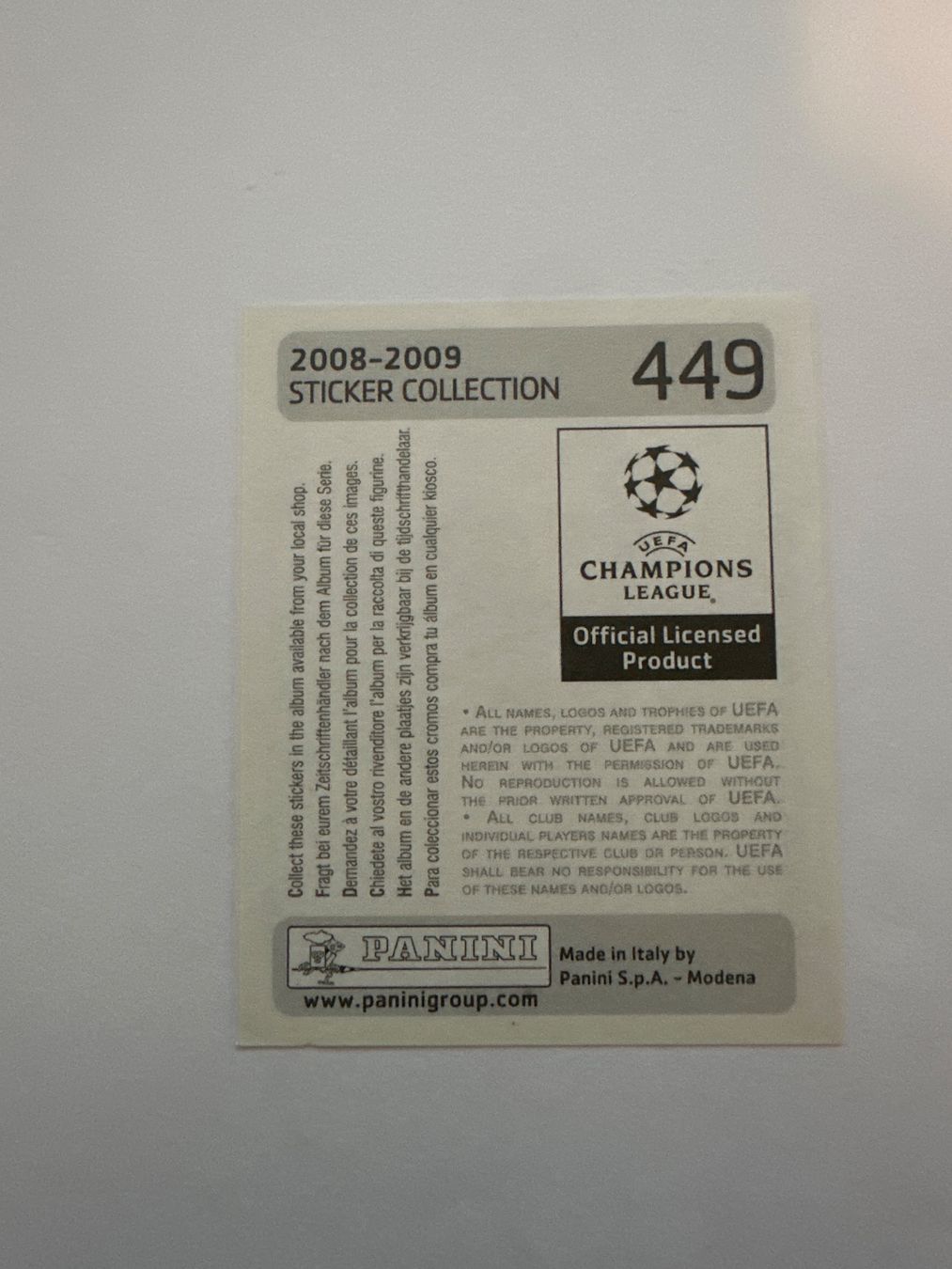 Panini UEFA Champions League 2008/09 - Nr. 449 - Bild 2