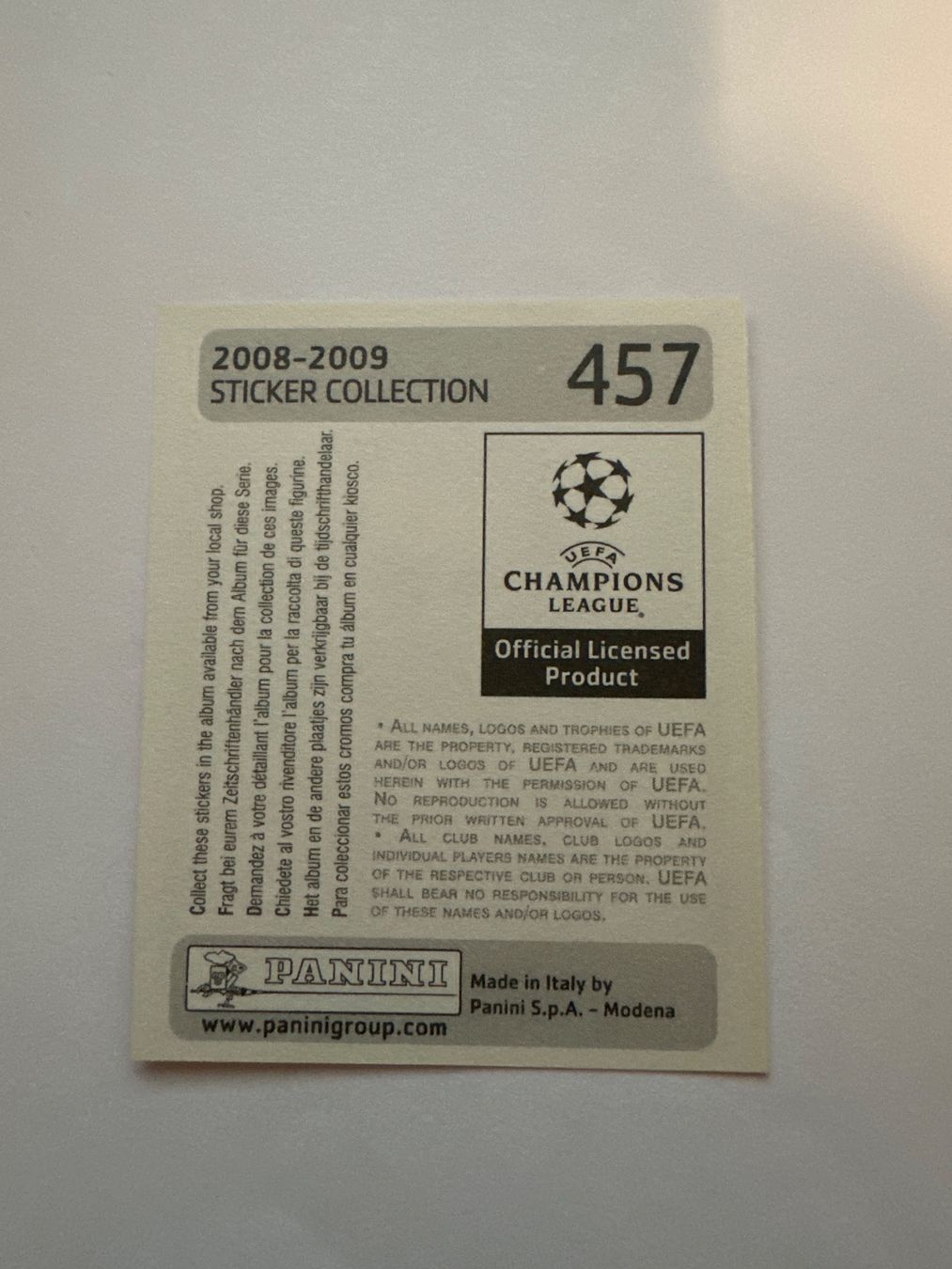 Panini UEFA Champions League 2008/09 - Nr. 457 - Bild 2