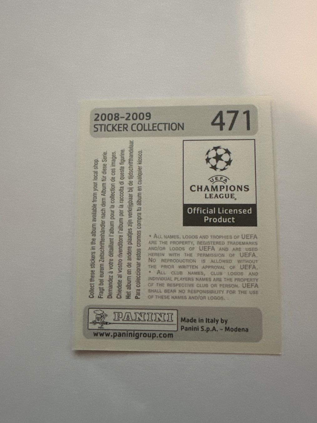 Panini UEFA Champions League 2008/09 - Nr. 471 - Bild 2