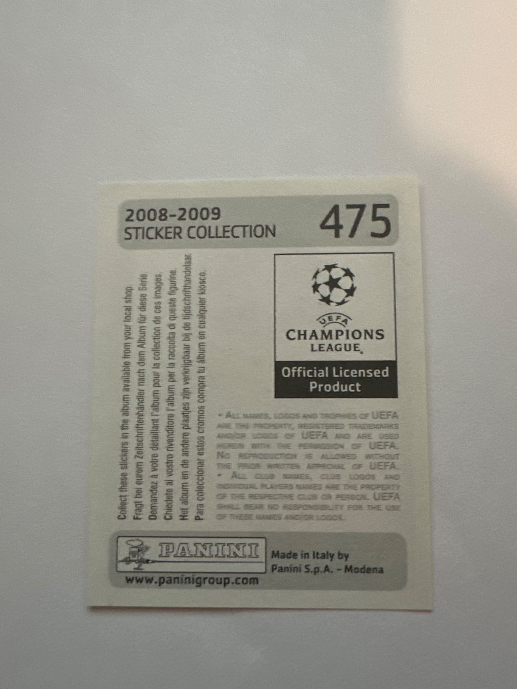 Panini UEFA Champions League 2008/09 - Nr. 475 - Bild 2