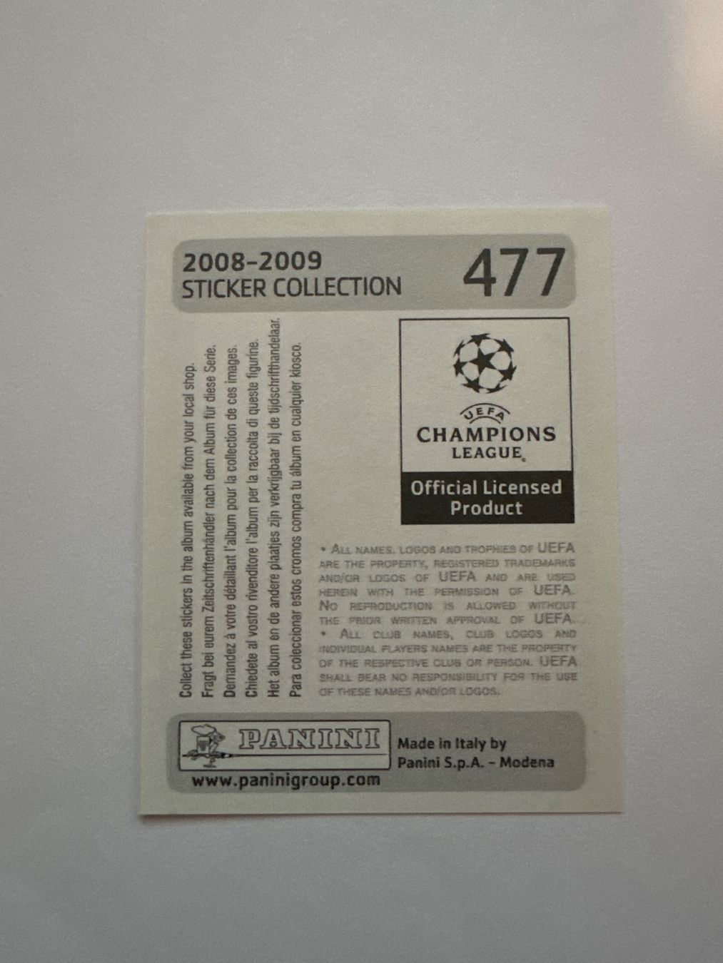 Panini UEFA Champions League 2008/09 - Nr. 477 - Bild 2
