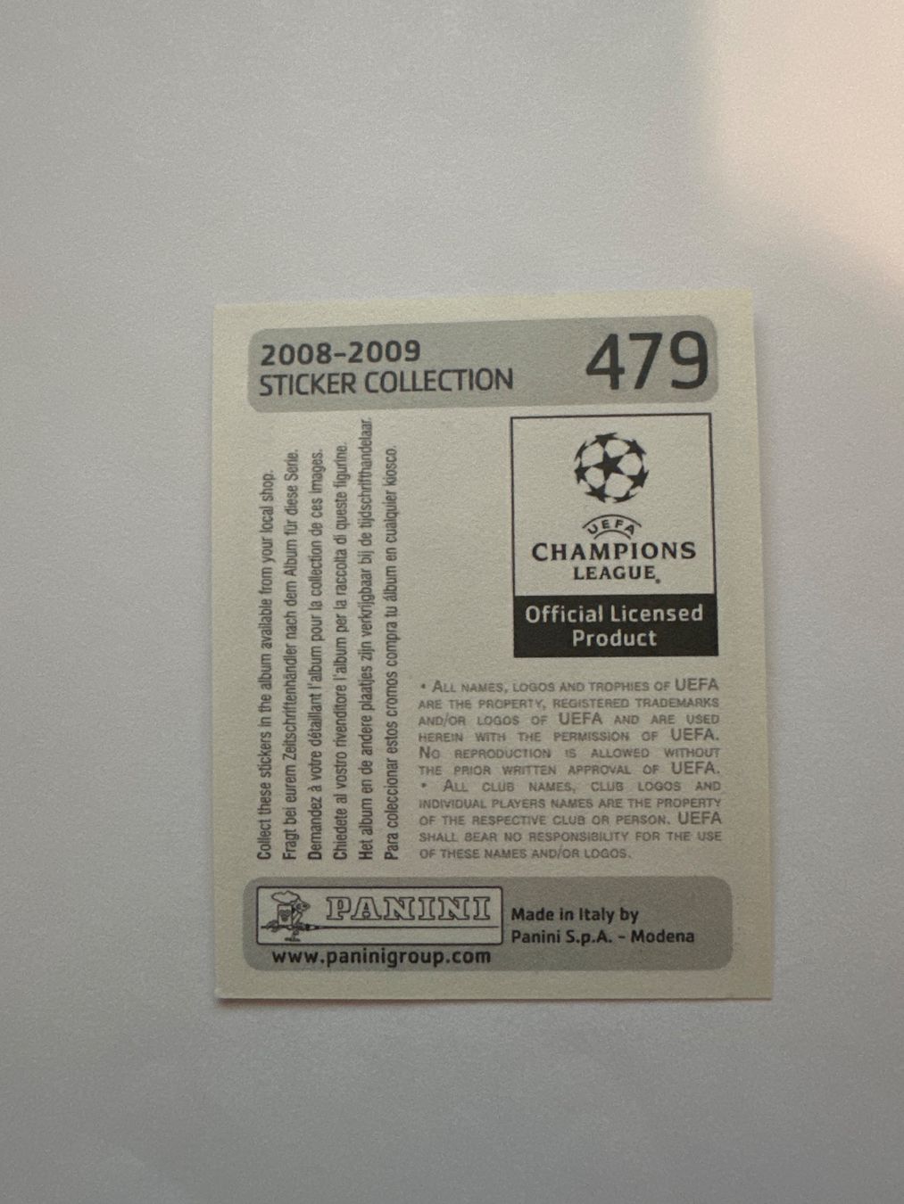 Panini UEFA Champions League 2008/09 - Nr. 479 - Bild 2