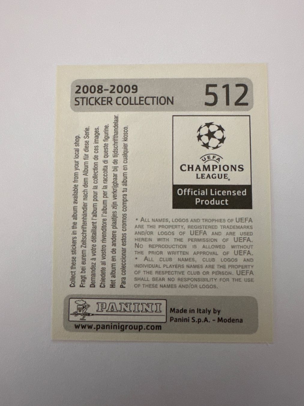 Panini UEFA Champions League 2008/09 - Nr. 512 - Bild 2