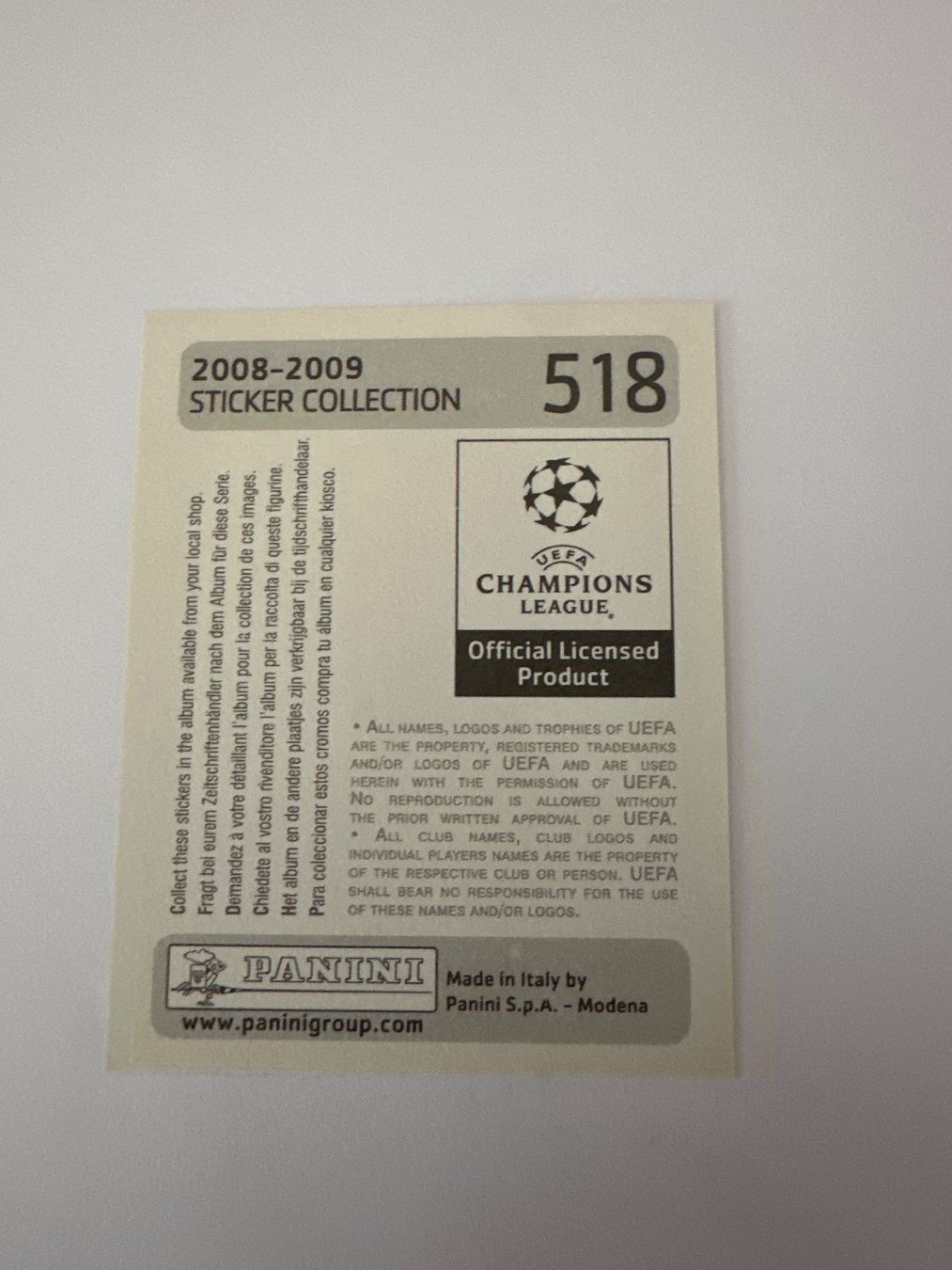 Panini UEFA Champions League 2008/09 - Nr. 518 - Bild 2