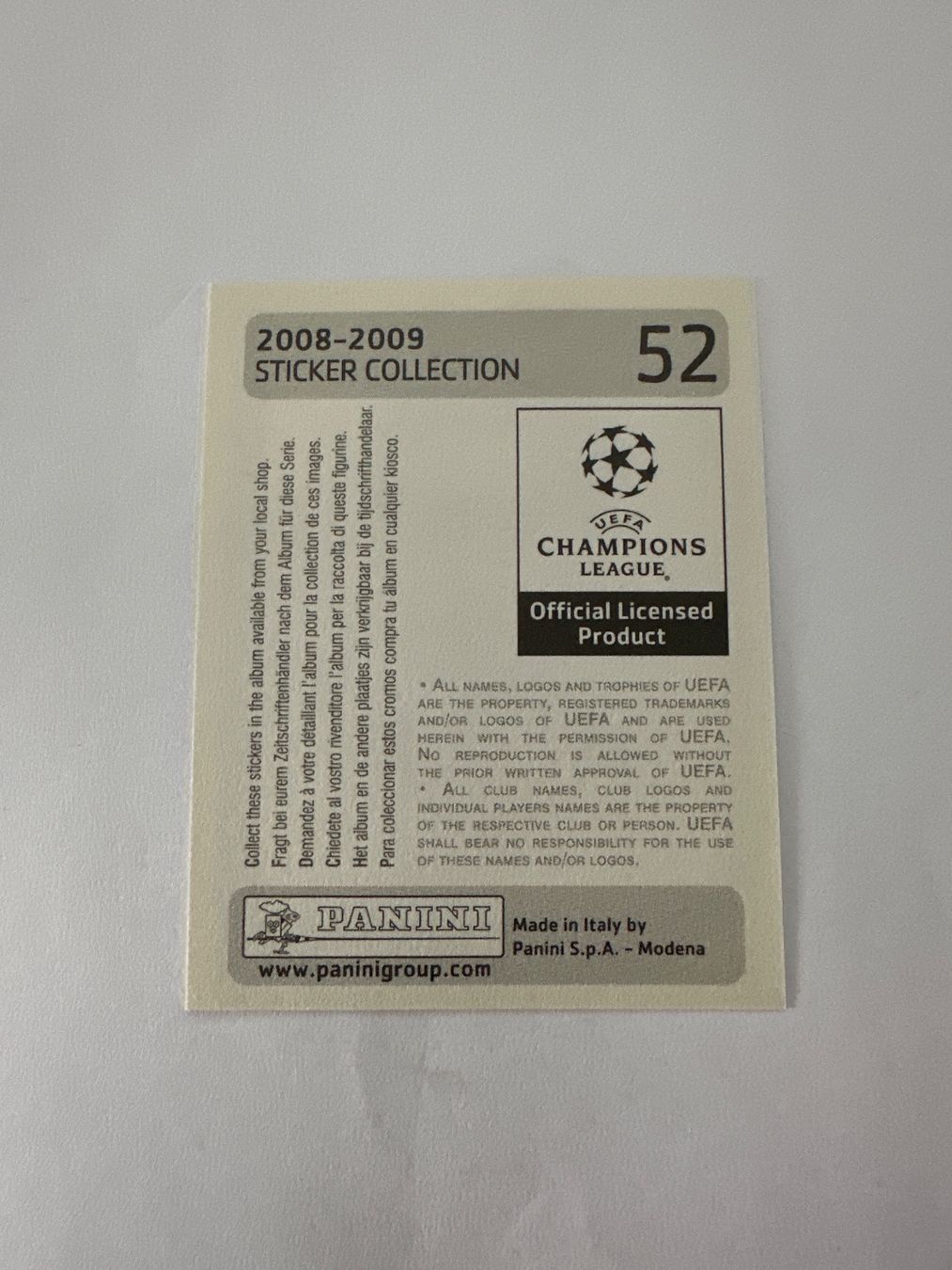 Panini UEFA Champions League 2008/09 - Nr. 52 - Bild 2