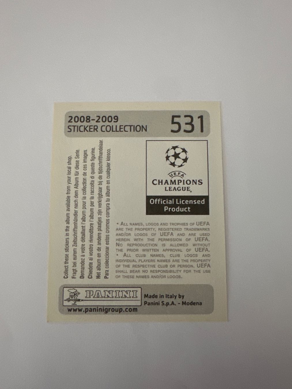 Panini UEFA Champions League 2008/09 - Nr. 531 - Bild 2