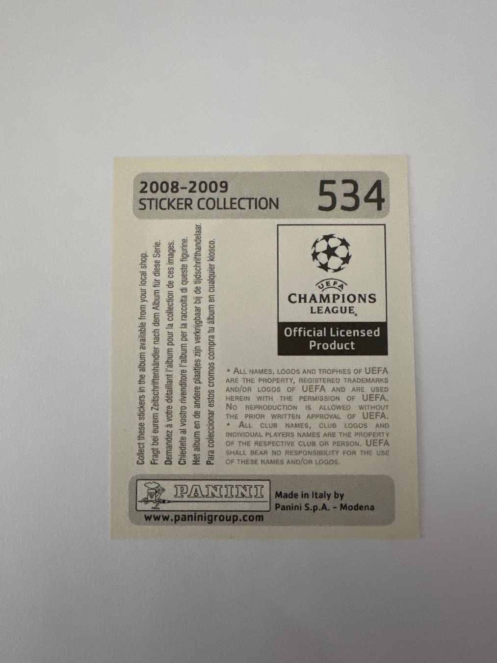 Panini UEFA Champions League 2008/09 - Nr. 534 - Bild 2