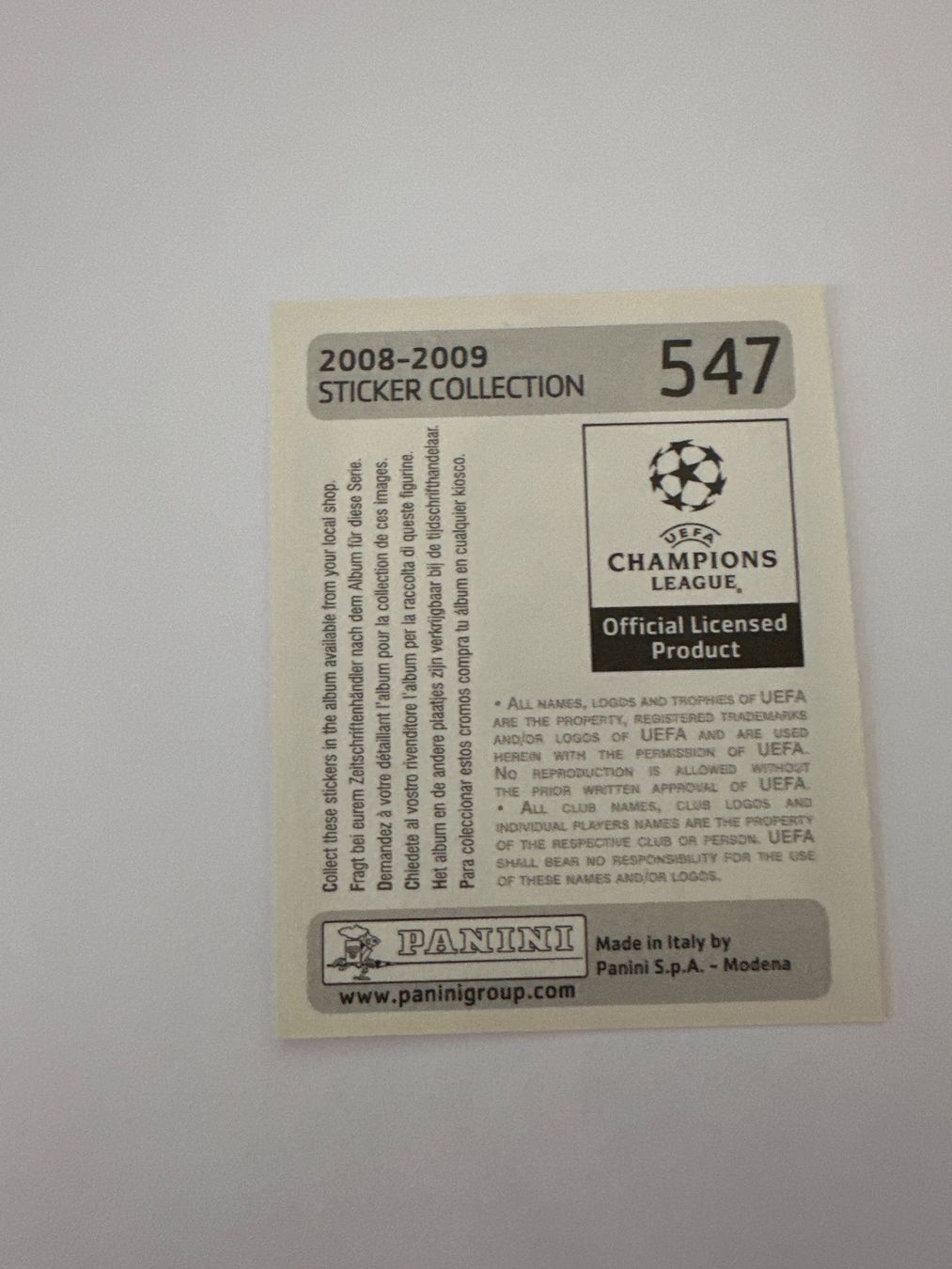 Panini UEFA Champions League 2008/09 - Nr. 547 - Bild 2