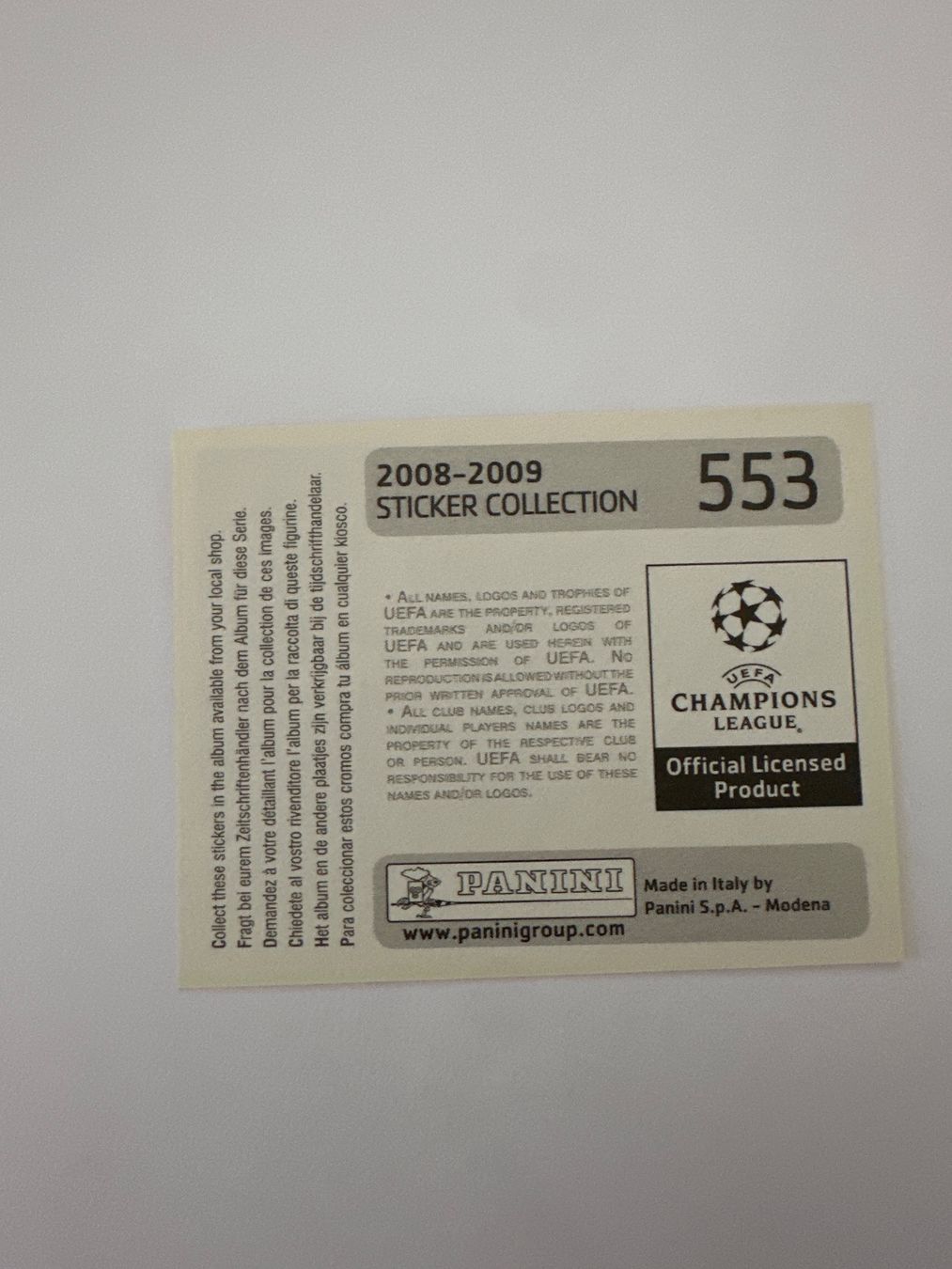 Panini UEFA Champions League 2008/09 - Nr. 553 - Bild 2