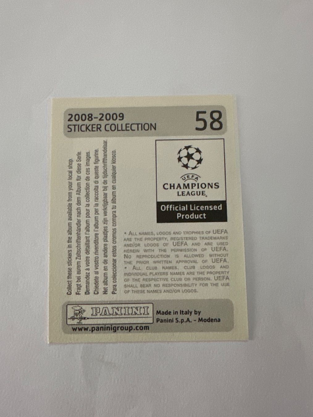 Panini UEFA Champions League 2008/09 - Nr. 58 - Bild 2
