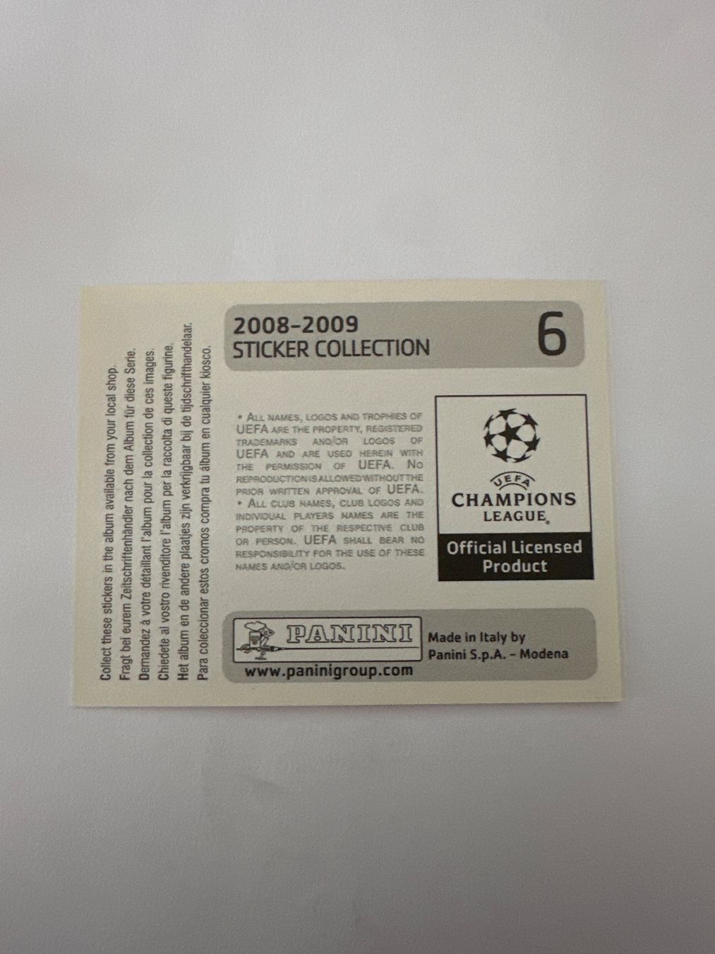 Panini UEFA Champions League 2008/09 - Nr. 6 - Bild 2