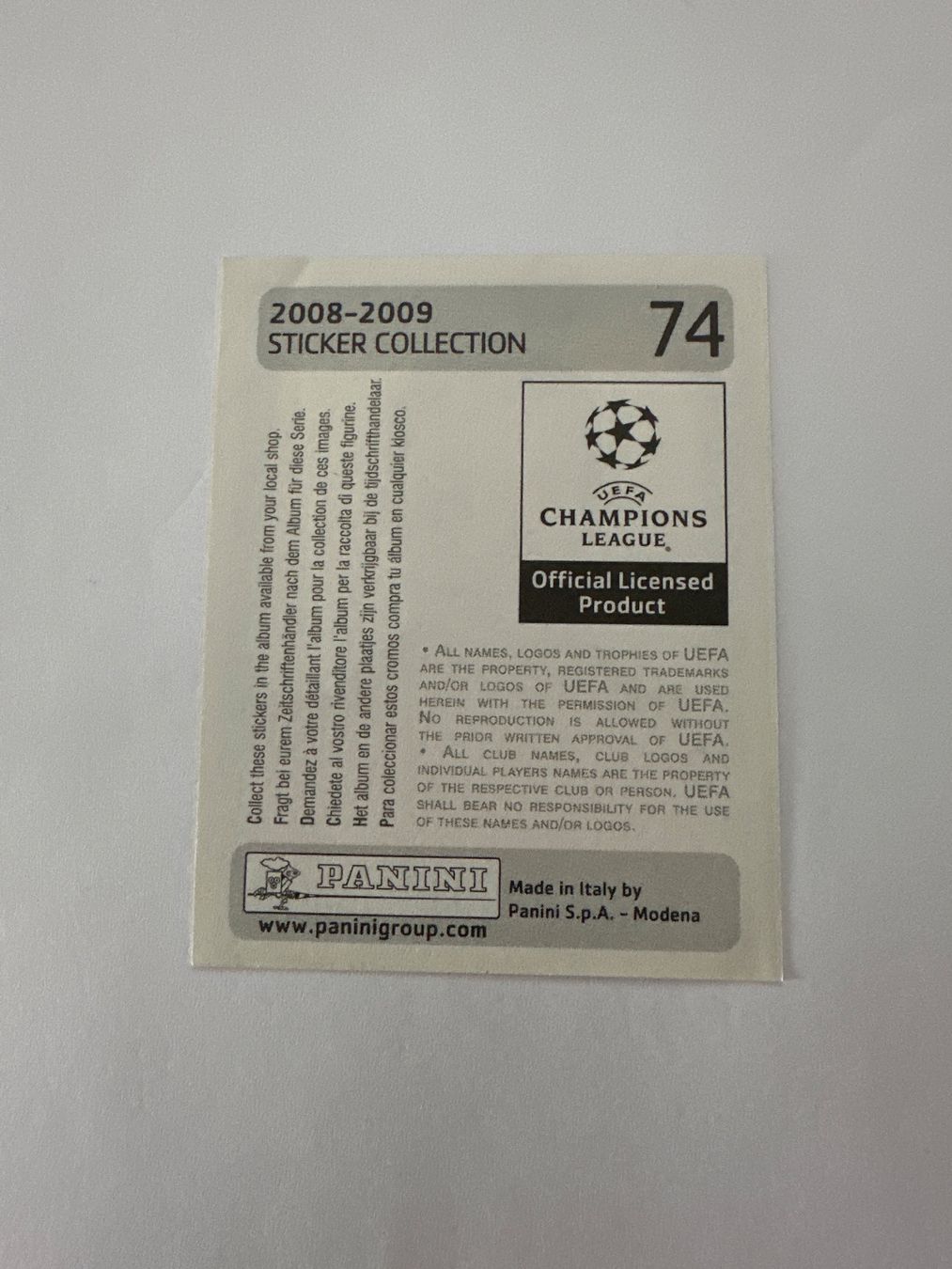 Panini UEFA Champions League 2008/09 - Nr. 74 - Bild 2
