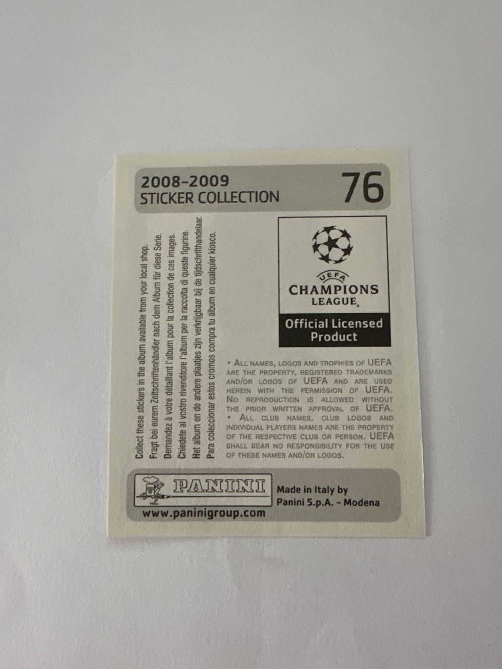 Panini UEFA Champions League 2008/09 - Nr. 76 - Bild 2