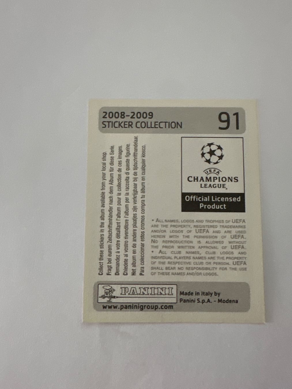 Panini UEFA Champions League 2008/09 - Nr. 91 - Bild 2