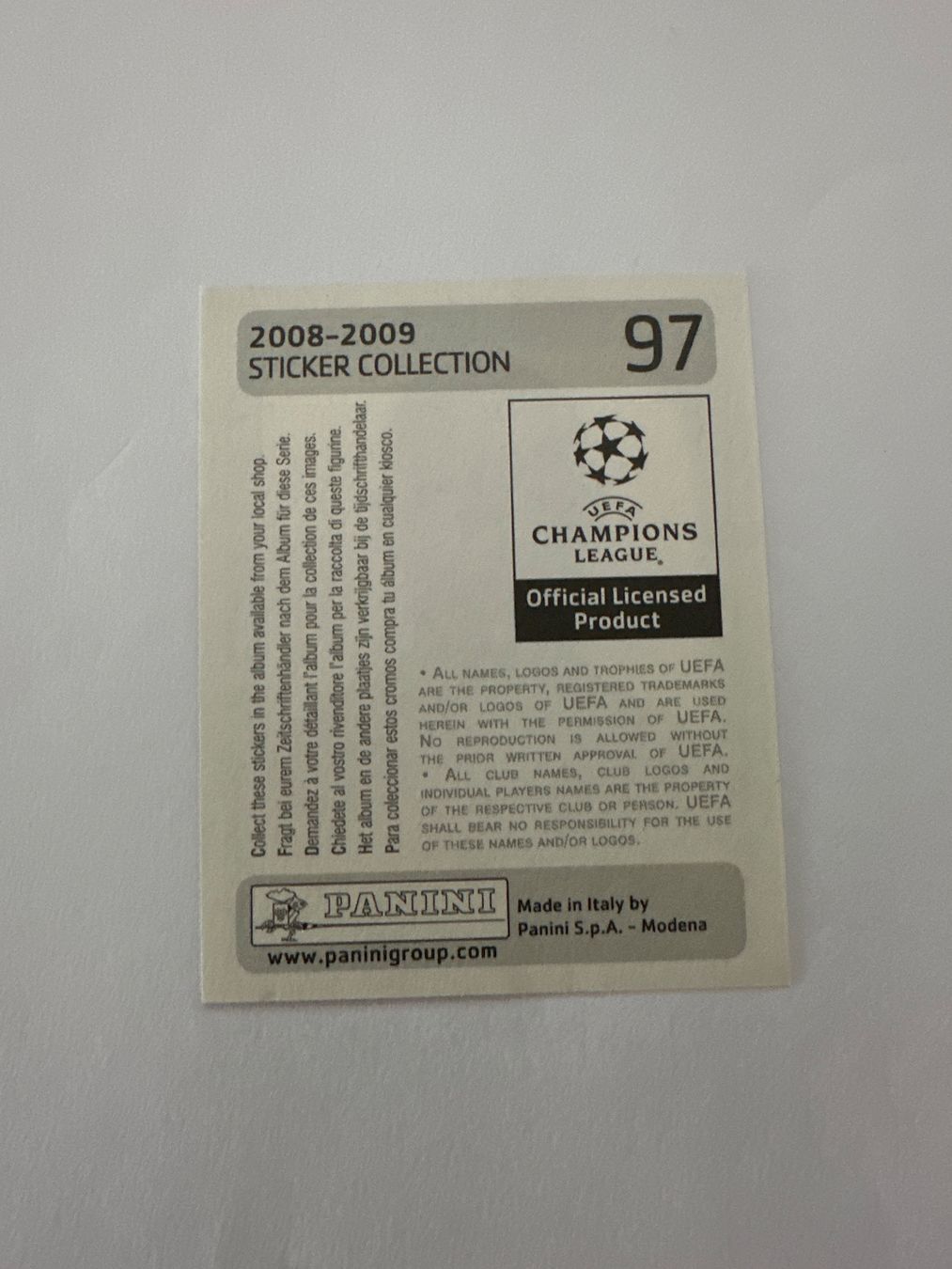Panini UEFA Champions League 2008/09 - Nr. 97 - Bild 2