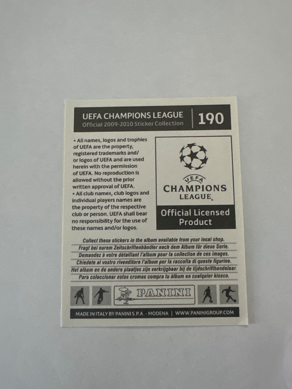 Panini UEFA Champions League 2009/10 - Nr. 190 - Bild 2