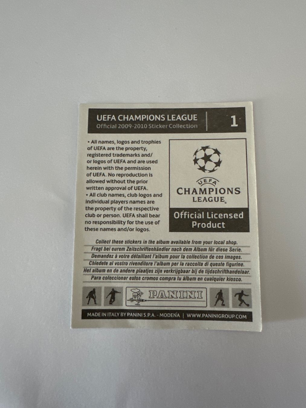 Panini UEFA Champions League 2009/10 - Nr. 1 - Bild 2