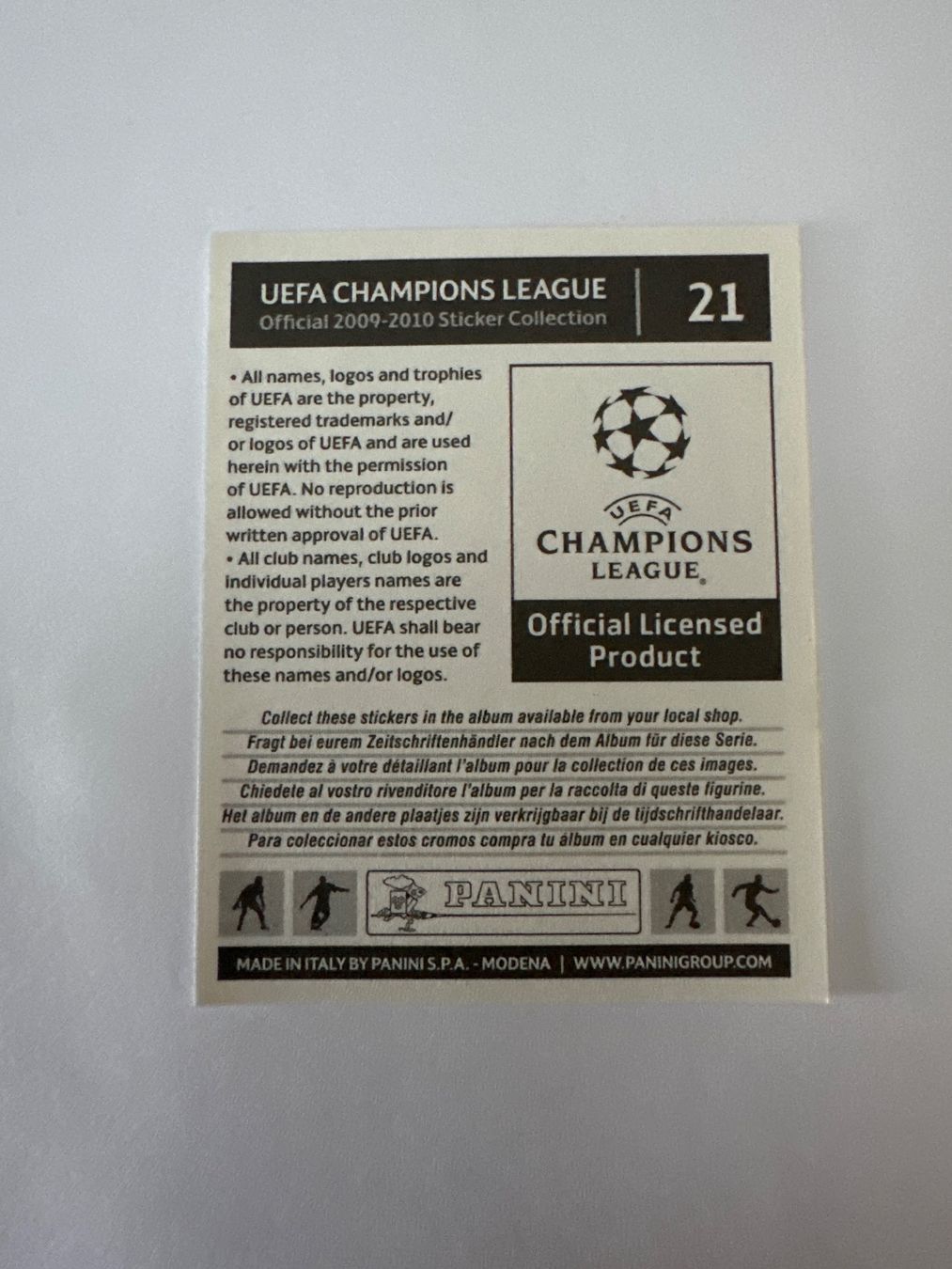 Panini UEFA Champions League 2009/10 - Nr. 21 - Bild 2