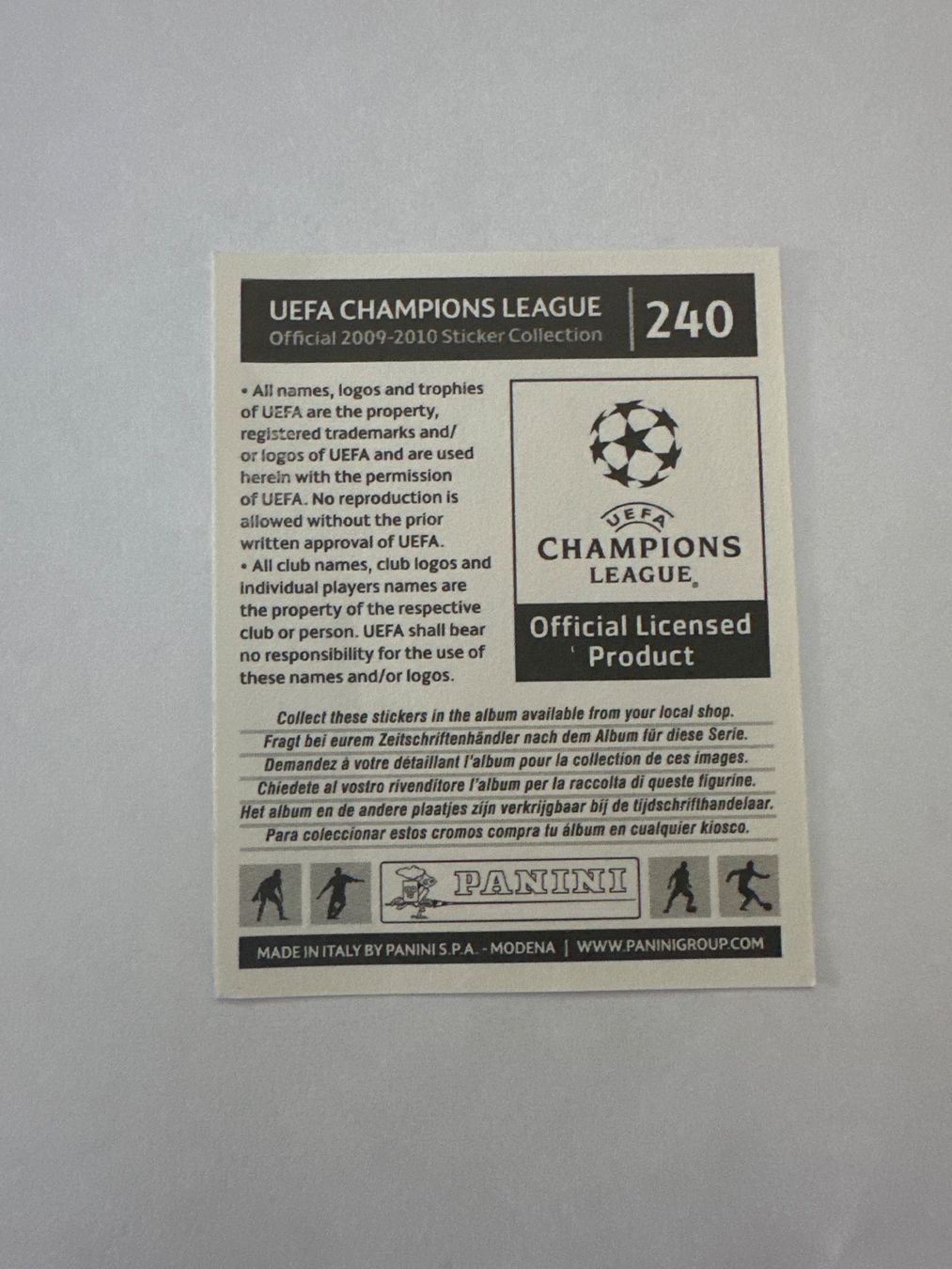 Panini UEFA Champions League 2009/10 - Nr. 240 - Bild 2