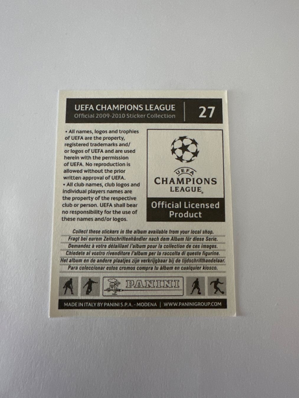 Panini UEFA Champions League 2009/10 - Nr. 27 - Bild 2