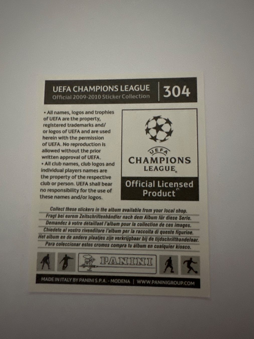 Panini UEFA Champions League 2009/10 - Nr. 304 - Bild 2