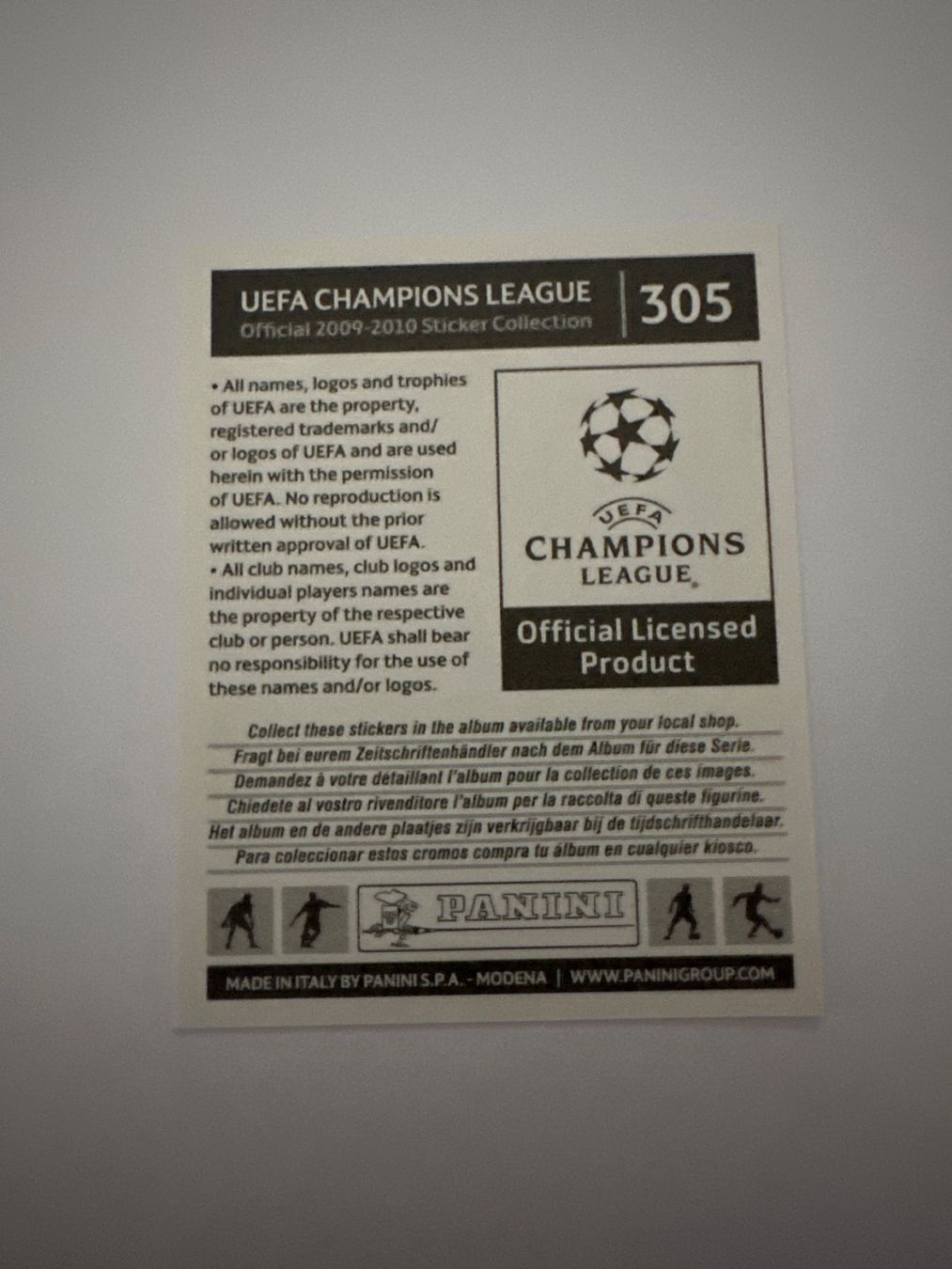 Panini UEFA Champions League 2009/10 - Nr. 305 - Bild 2