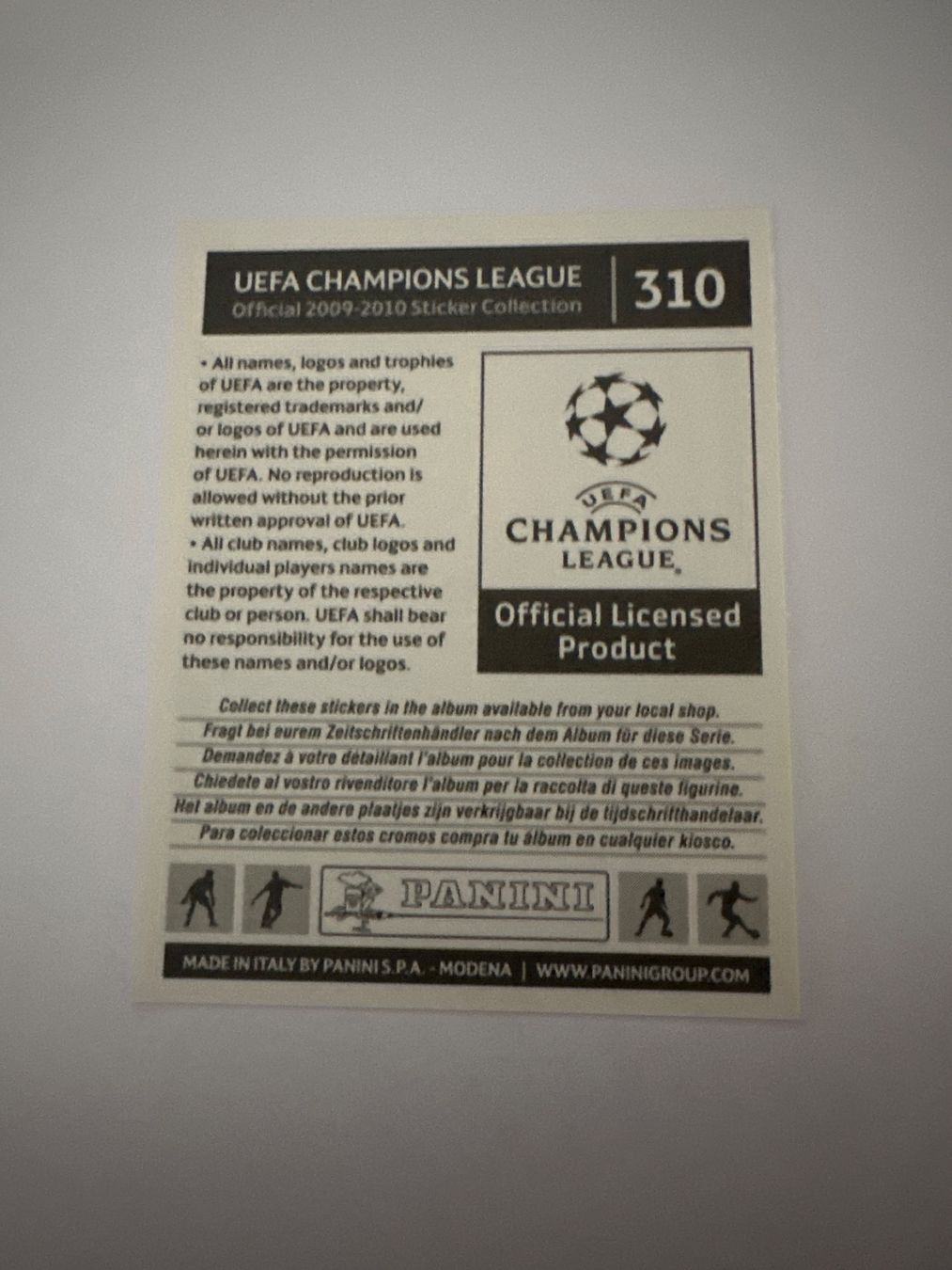 Panini UEFA Champions League 2009/10 - Nr. 310 - Bild 2