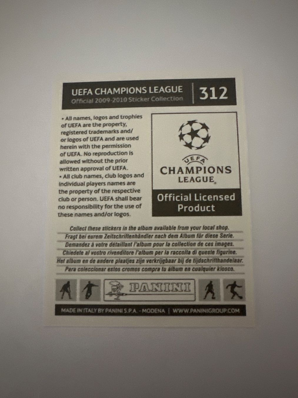 Panini UEFA Champions League 2009/10 - Nr. 312 - Bild 2